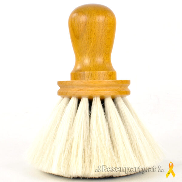 Staubknuffel, Buche lackiert, kurzer runder Stiel, Ziegenhaar