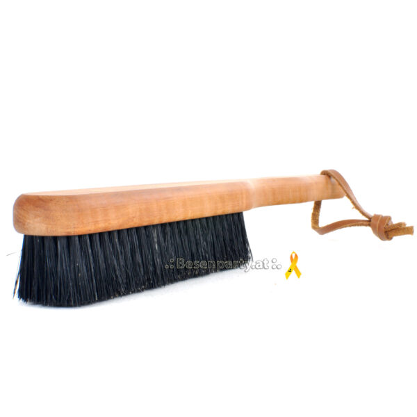 Kleiderbürste mit Stiel, geöltes Birnbaumholz, kräftige schwarze Borste