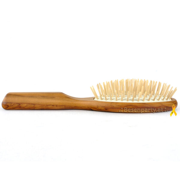 Haarbürste, oval, geöltes Olivenholz, Hainbuchenholzstifte, 9 Reihen